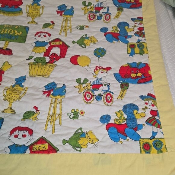 Unbranded Vintage Kids Quilted Blanket Pet Show Dogs Cats 42 x 50 - Picture 4 of 6